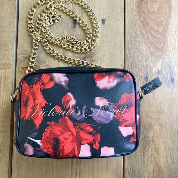 Victoria's Secret NWT over  shoulder floral bag Cosmetic Purse Roses‎ Crossbody - Picture 1 of 9